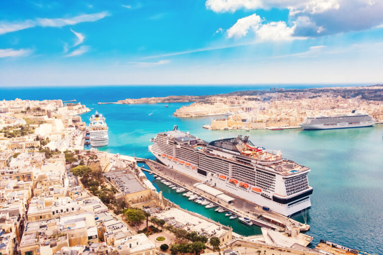 Cruise ship liner port of Valletta, Malta. Aerial view photo